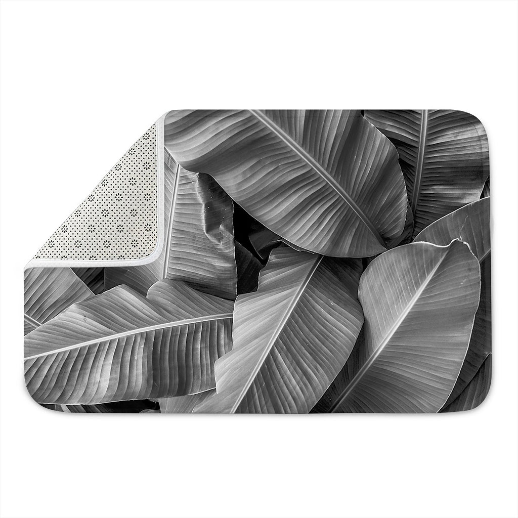 Black And White Banana Leaf Print Indoor Door Mat