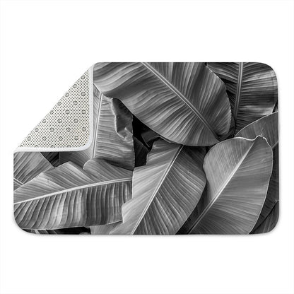 Black And White Banana Leaf Print Indoor Door Mat
