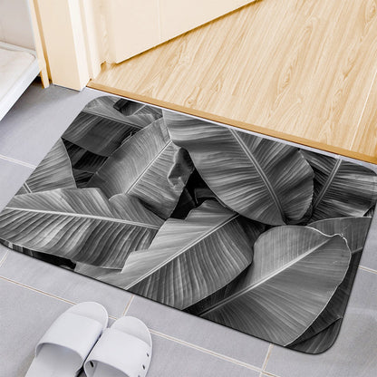 Black And White Banana Leaf Print Indoor Door Mat