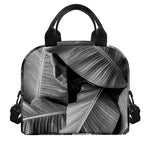 Black And White Banana Leaf Print Insulated Lunch Bag