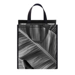 Black And White Banana Leaf Print Insulated Lunch Tote