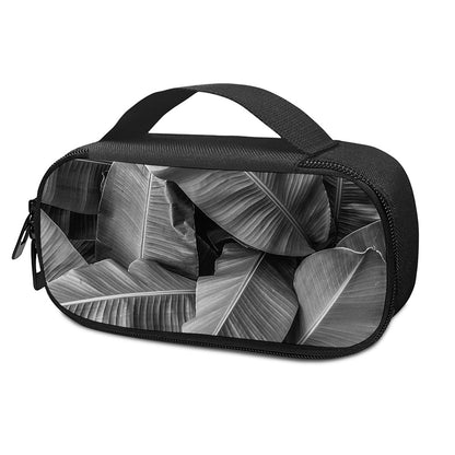 Black And White Banana Leaf Print Insulin Cooler Travel Case