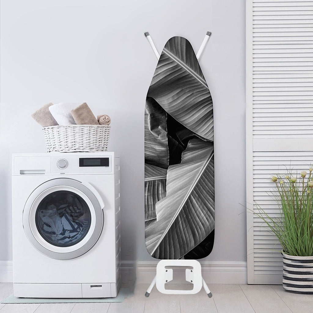 Black And White Banana Leaf Print Ironing Board Cover