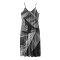Black And White Banana Leaf Print Jersey Midi Cami Dress