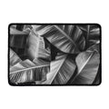 Black And White Banana Leaf Print Kitchen Mat