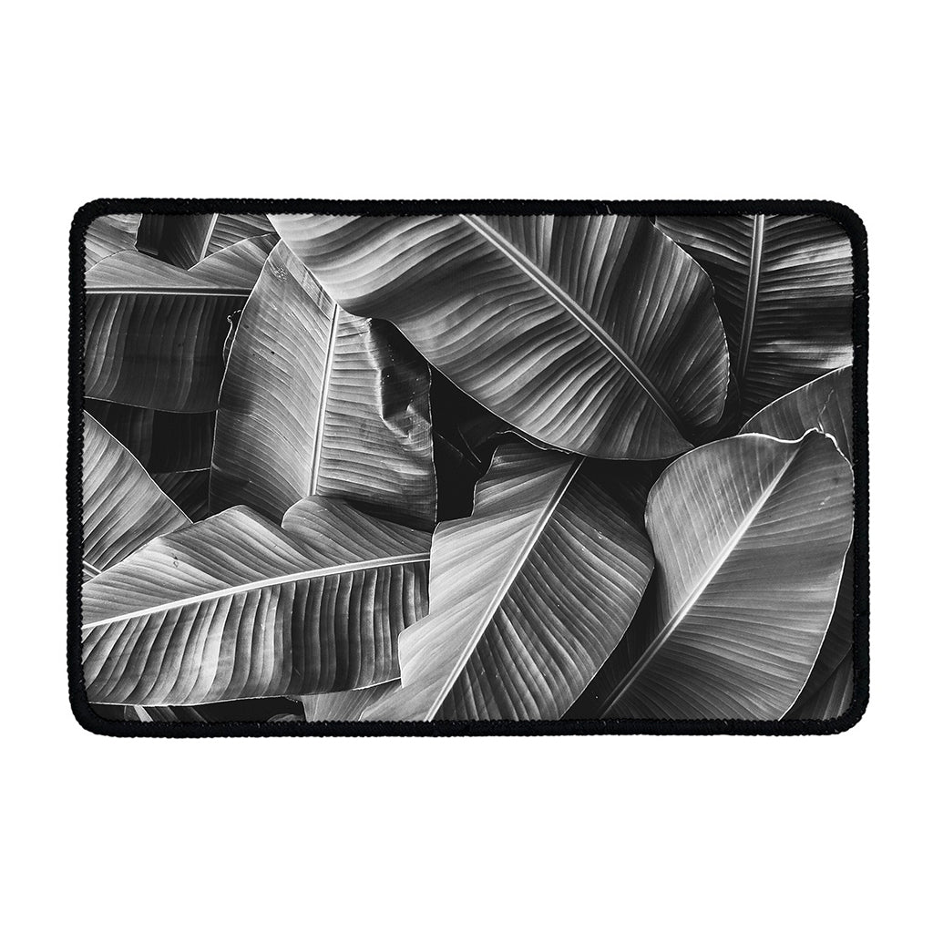 Black And White Banana Leaf Print Kitchen Mat