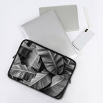 Black And White Banana Leaf Print Laptop Sleeve