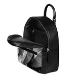 Black And White Banana Leaf Print Leather Backpack