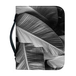 Black And White Banana Leaf Print Leather Bible Cover