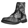Black And White Banana Leaf Print Lace-Up Boots