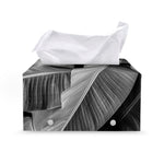 Black And White Banana Leaf Print Leather Tissue Box Cover