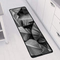 Black And White Banana Leaf Print Long Kitchen Mat