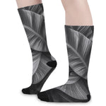 Black And White Banana Leaf Print Long Socks