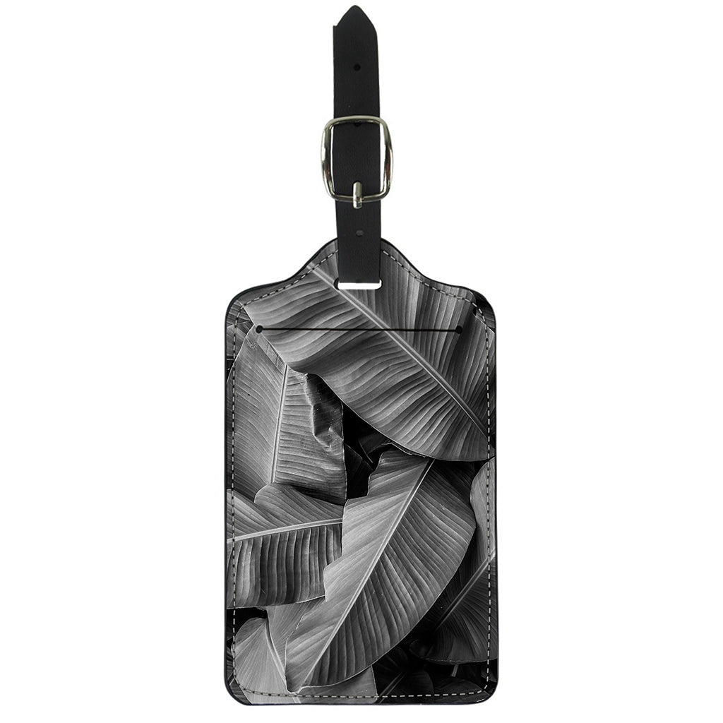 Black And White Banana Leaf Print Luggage Tag