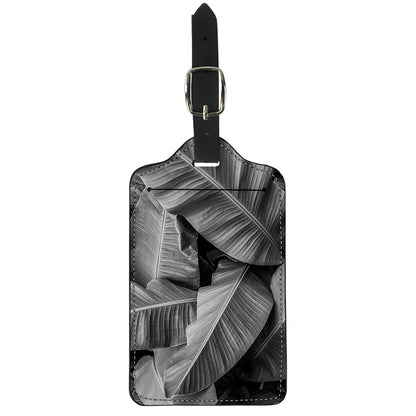 Black And White Banana Leaf Print Luggage Tag