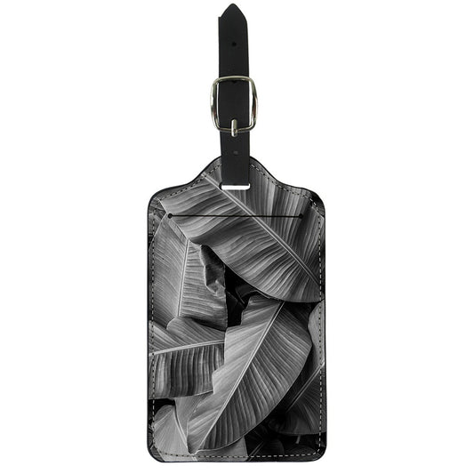 Black And White Banana Leaf Print Luggage Tag