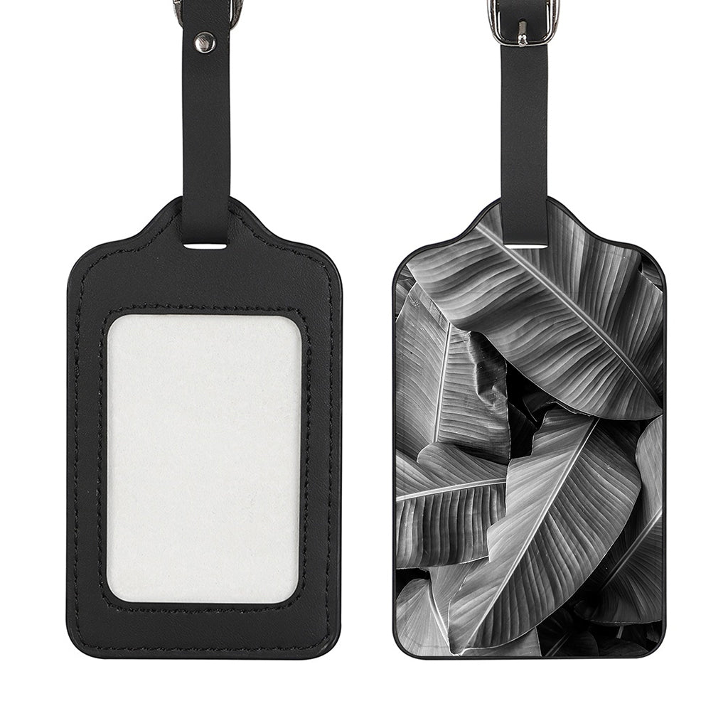 Black And White Banana Leaf Print Luggage Tag