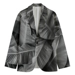 Black And White Banana Leaf Print Men's Blazer