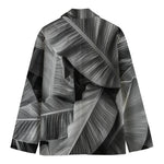 Black And White Banana Leaf Print Men's Blazer