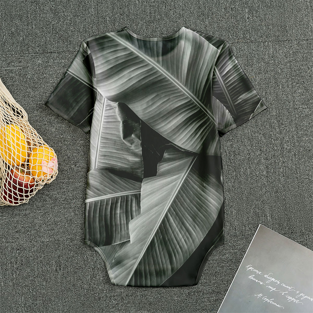 Black And White Banana Leaf Print Men's Bodysuit