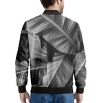 Black And White Banana Leaf Print Men's Bomber Jacket