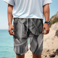 Black And White Banana Leaf Print Men's Cargo Shorts