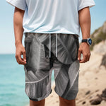 Black And White Banana Leaf Print Men's Cargo Shorts