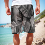Black And White Banana Leaf Print Men's Cargo Shorts