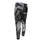 Black And White Banana Leaf Print Men's Compression Pants