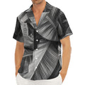 Black And White Banana Leaf Print Men's Deep V-Neck Shirt