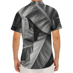 Black And White Banana Leaf Print Men's Deep V-Neck Shirt