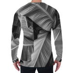 Black And White Banana Leaf Print Men's Long Sleeve T-Shirt