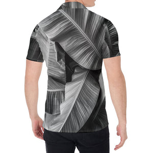 Black And White Banana Leaf Print Men's Shirt