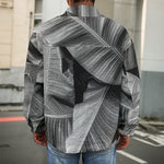 Black And White Banana Leaf Print Men's Shirt Jacket