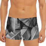 Black And White Banana Leaf Print Men's Short Boxer Briefs