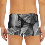 Black And White Banana Leaf Print Men's Short Boxer Briefs