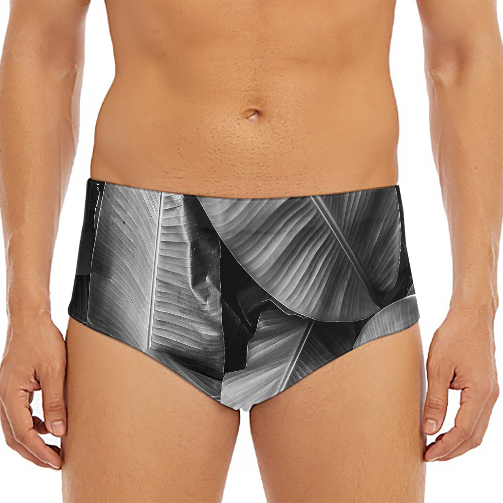 Black And White Banana Leaf Print Men's Triangle Swim Briefs