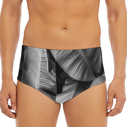 Black And White Banana Leaf Print Men's Triangle Swim Briefs