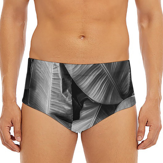 Black And White Banana Leaf Print Men's Triangle Swim Briefs
