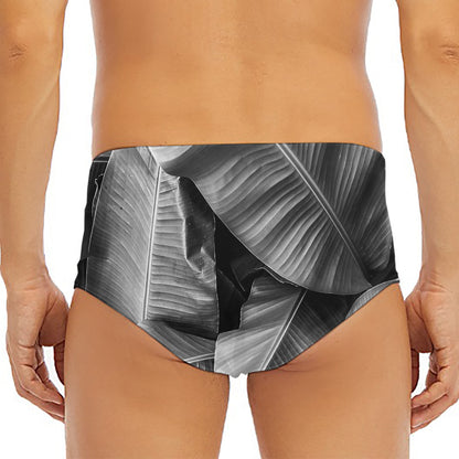 Black And White Banana Leaf Print Men's Triangle Swim Briefs