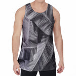 Black And White Banana Leaf Print Men's Velvet Tank Top
