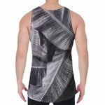 Black And White Banana Leaf Print Men's Velvet Tank Top