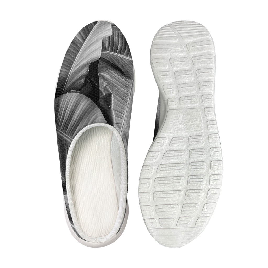 Black And White Banana Leaf Print Mesh Casual Shoes