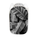 Black And White Banana Leaf Print Mesh Laundry Hamper