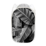 Black And White Banana Leaf Print Mesh Laundry Hamper