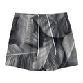 Black And White Banana Leaf Print Mesh Shorts