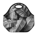 Black And White Banana Leaf Print Neoprene Lunch Bag