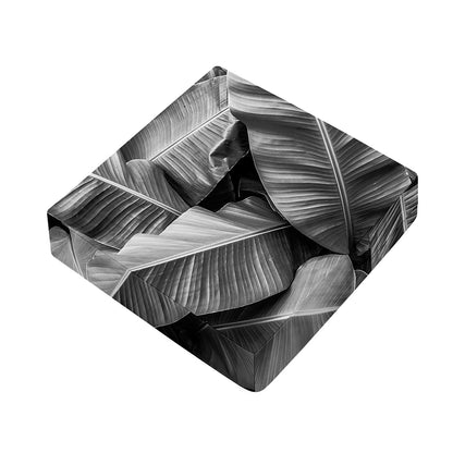 Black And White Banana Leaf Print Outdoor Seat Cushion Cover