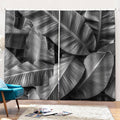 Black And White Banana Leaf Print Pencil Pleat Curtains