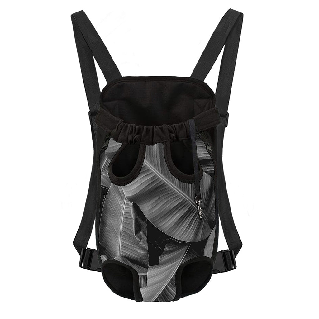 Black And White Banana Leaf Print Pet Carrier Backpack